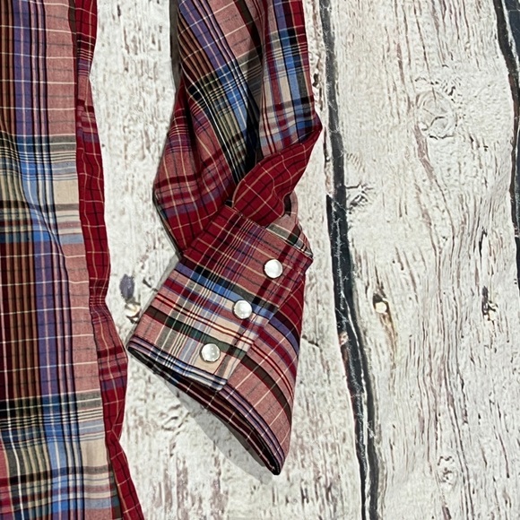 Wrangler Western Pearl Snap Cowboy Rancher Western Vintage Shirt Long Sleeve - Picture 4 of 5